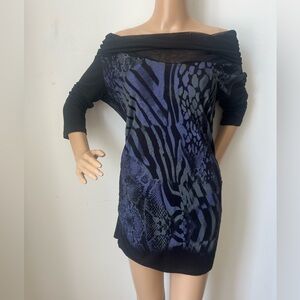 Vanilla Sugar Black and Blue Patterned Dress